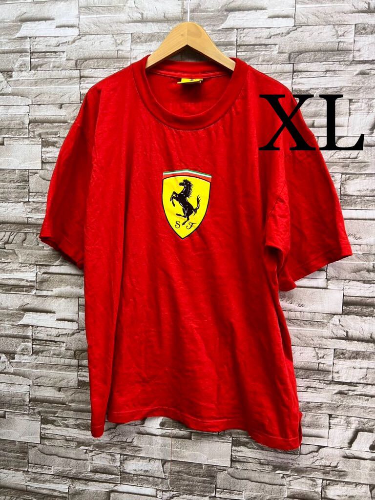 XL Ferrari フェラーリ レッド 半袖Tシャツ 半袖 Tシャツ カットソー トップス拍卖