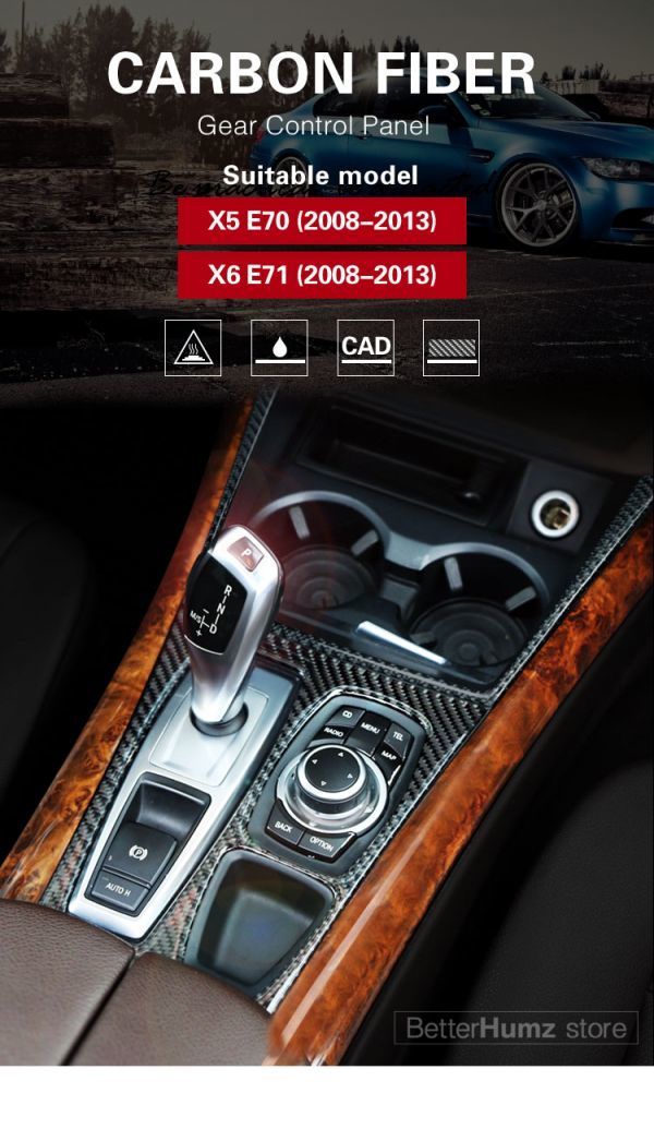 即決 BMW 左 ハンドル X5 X6 E70 E71 カーボン シフト チェンジ レバ- パネル カバー (0)拍卖