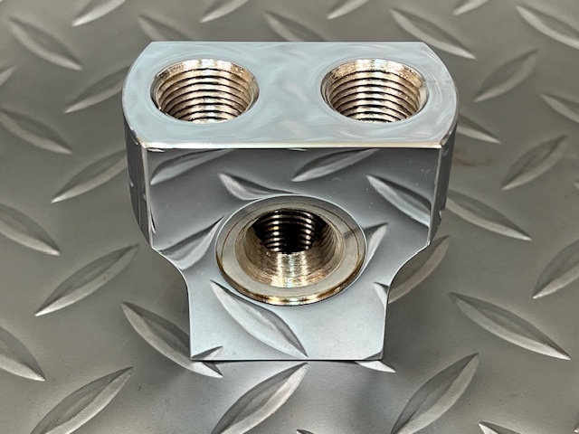 ハイドロ Yブロック スチール製クローム 3/8 4ポート ローライダー インパラ ブロアム カプリス タウンカー モンテカルロ拍卖