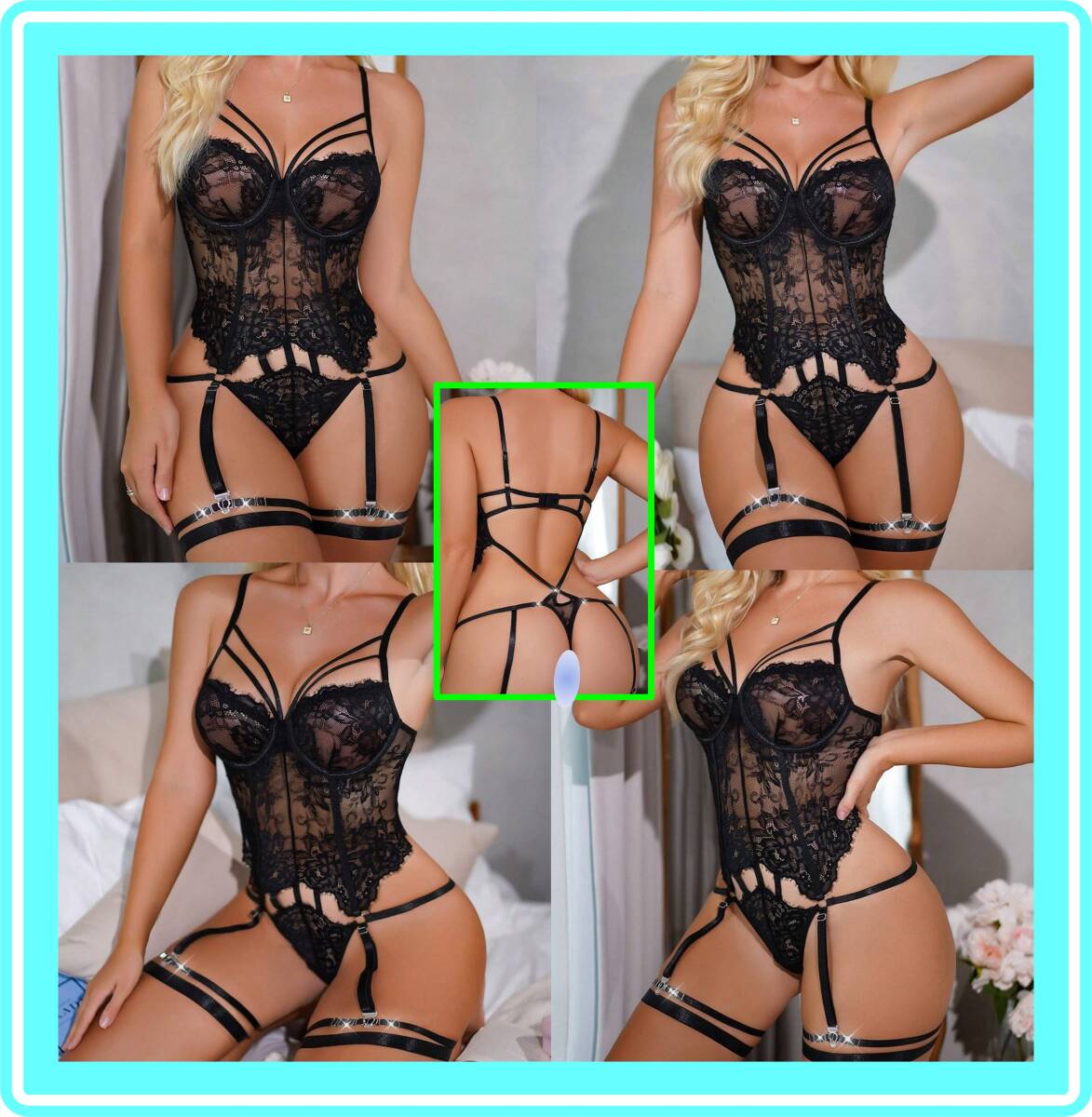 ★超素敵★ガーターランジェリーセット★アンダーワイヤー★フック4本★Wレッグリング付★大人可愛い★キュート★F89拍卖