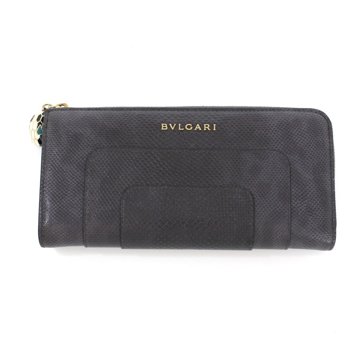 $$ BVLGARI ブルガリ セルペンティ ファスナー長財布 287257 グレー やや傷や汚れあり拍卖
