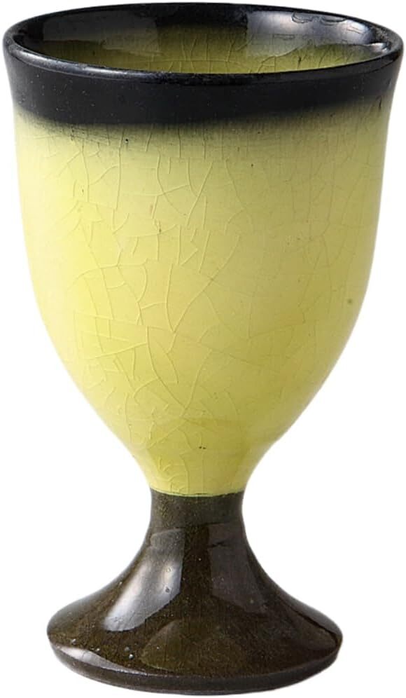 美濃焼! ☆黄貫入ワインカップ☆ V4063-6 ギフト カクテル ビール グラス サカズキ 徳利 酒注ぎ 片口拍卖