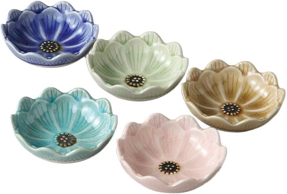 美濃焼! ☆デイジー五色小付揃☆ V4084-6 新品 碗 盛鉢 盛皿 鉢 小鉢 小皿 向付 ボウル プレート ギフト拍卖