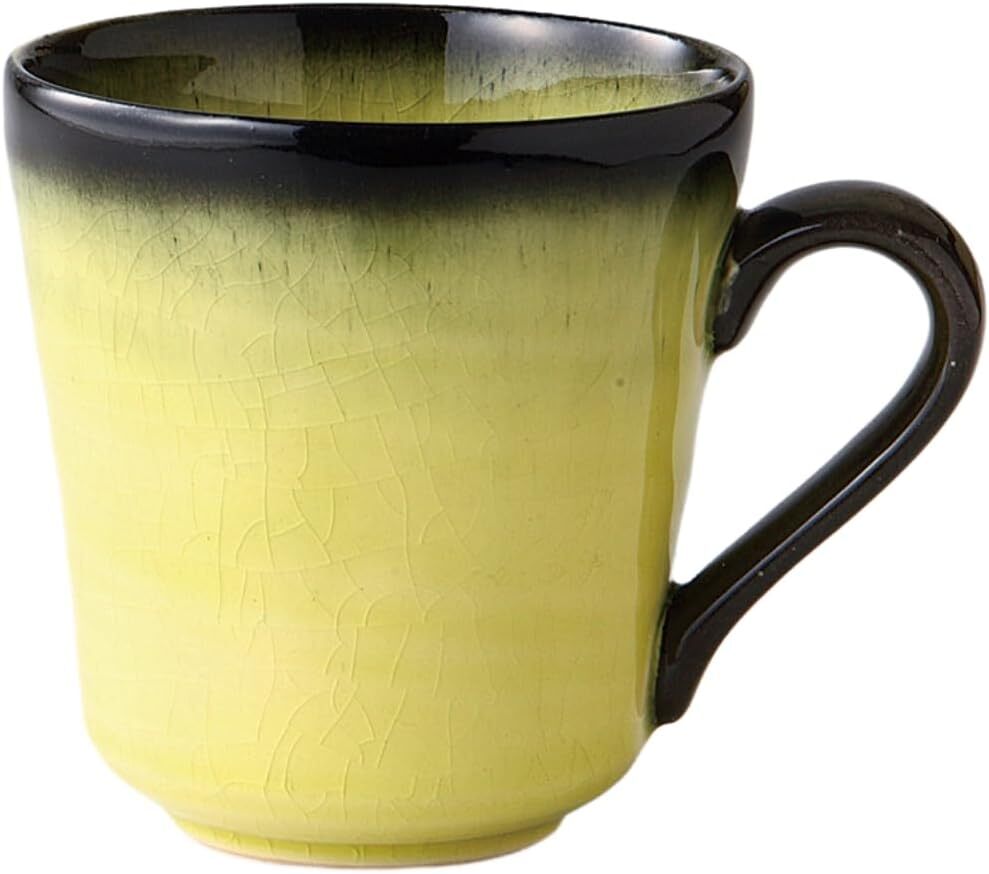 美濃焼! ☆黄貫入マグカップ☆ V4031-3 新品 コーヒー 紅茶 ミルク ラテ エスプレッソ カプチーノ ギフト拍卖