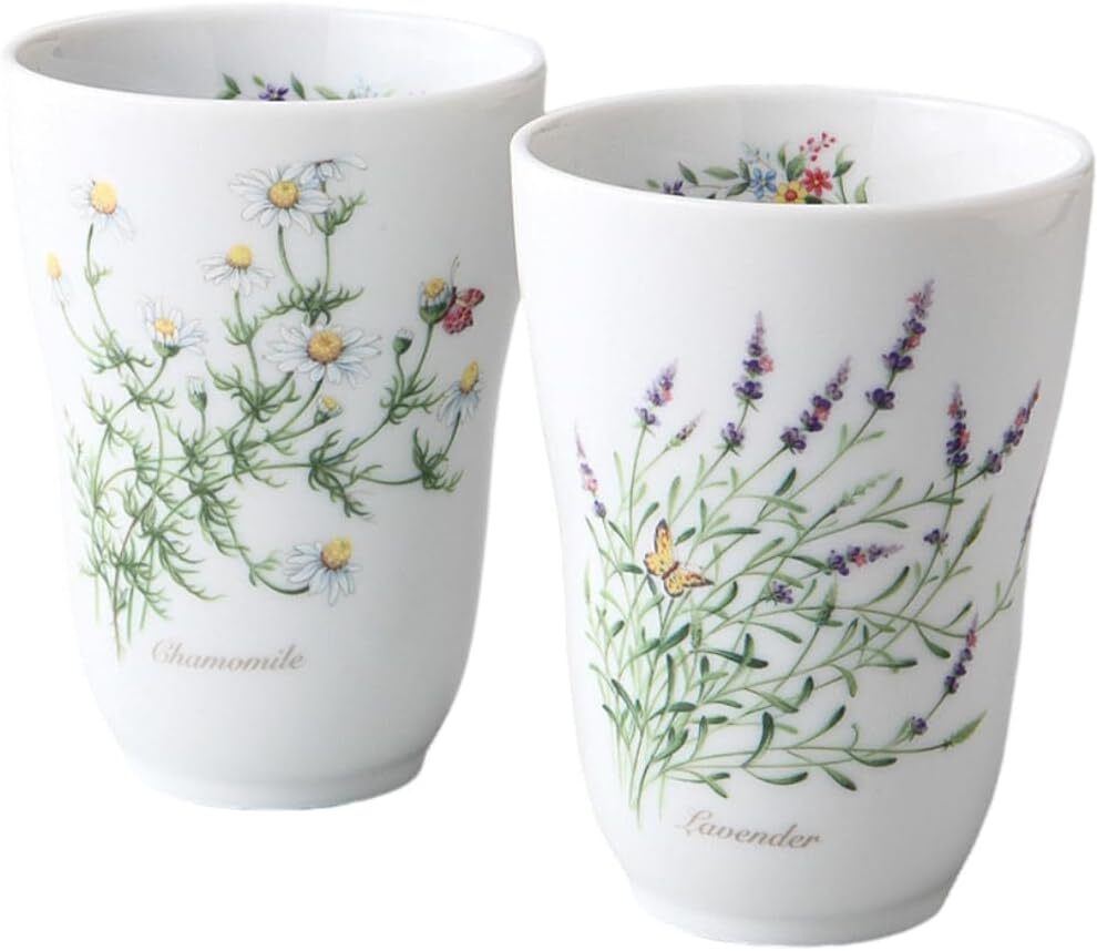 美濃焼 ☆ハーブの園・ペアフリーカップ☆ V4062-7 新品 フリーカップ 湯飲 湯呑 ゴブレット ワインカップ カクテル ロック ギフト 拍卖