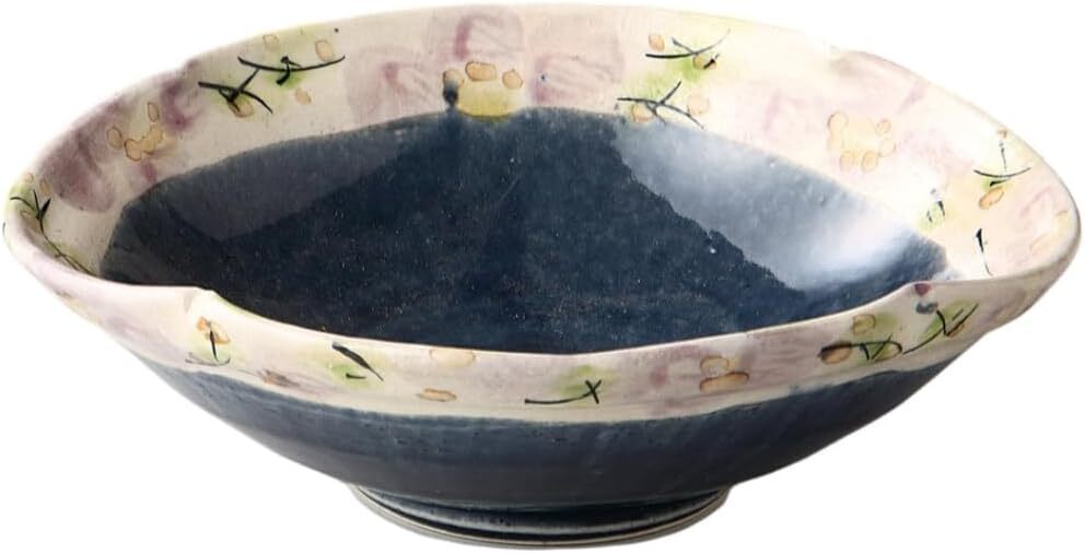 美濃焼! ☆藍釉もっこ花紋中鉢☆ V4015-6 新品 プレート 組飯碗 ご飯茶碗 鉢 小鉢 中皿 向付 ボウル ギフト拍卖