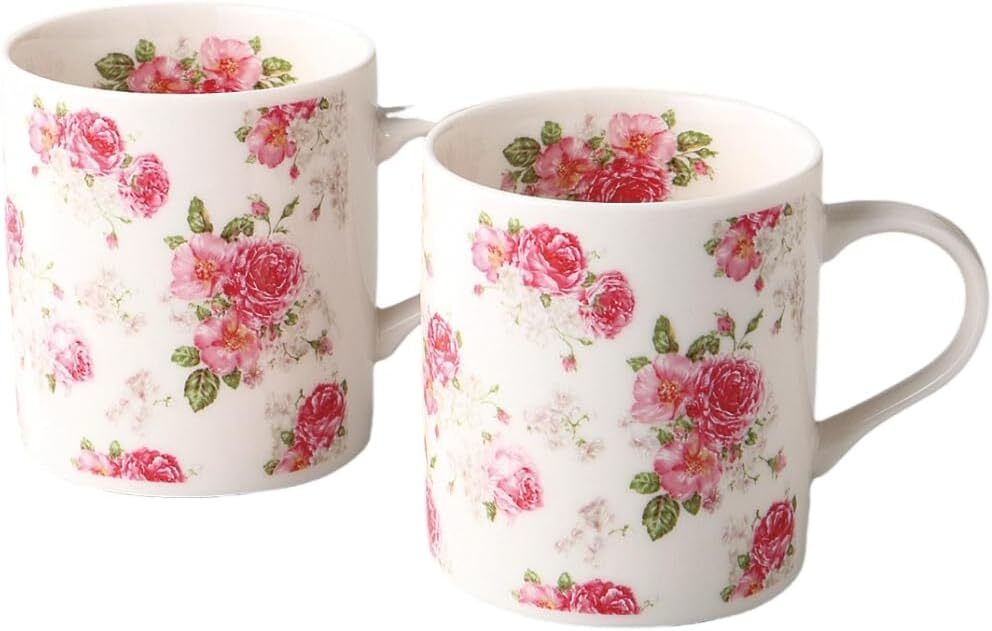 美濃焼! ☆ロイヤルローズ・ペアマグカップ☆ V4037-7 新品 コーヒー 紅茶 ミルク ラテ エスプレッソ カプチーノ ギフト拍卖