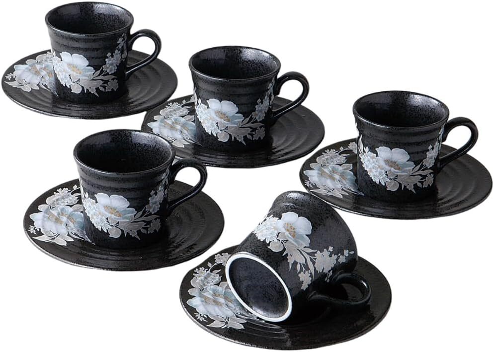 美濃焼! ☆黒耀銀彩コーヒーセット☆ V4080-1 新品 珈琲 紅茶 ミルク ラテ エスプレッソ カプチーノ ギフト拍卖