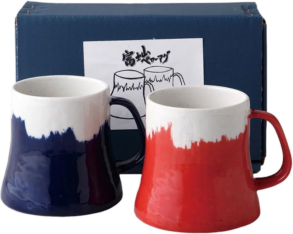 美濃焼! ☆富士山ペアマグカップ☆ V4108-8 新品 コーヒー 紅茶 ミルク ラテ エスプレッソ カプチーノ ギフト拍卖