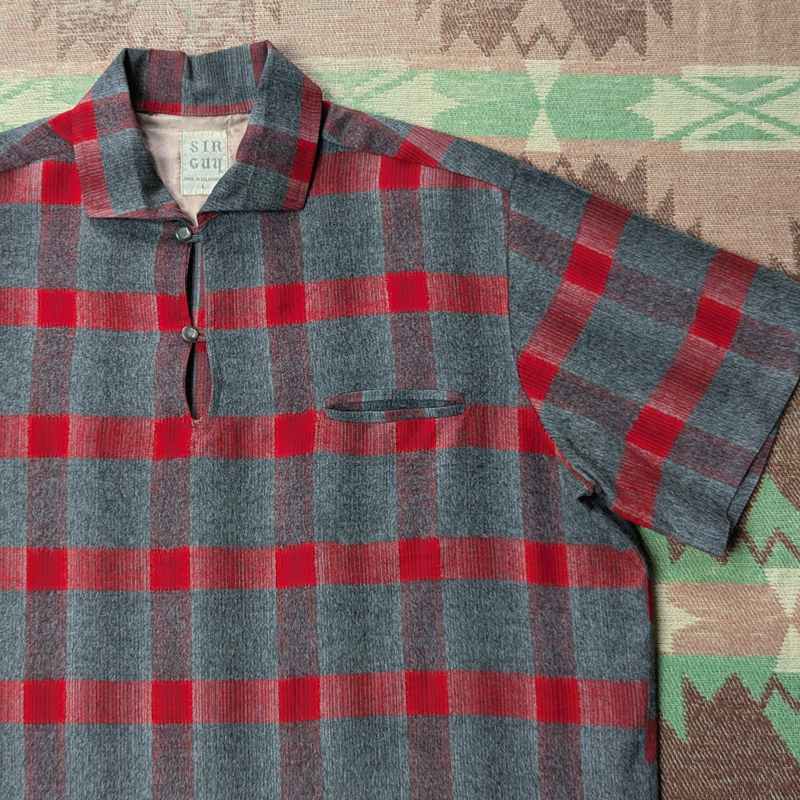 イタリアンカラー 【SIR GUY】 50年代 サーガイ レーヨン オープンカラー ボックス ループ シャツ L ロカビリー ビンテージ 40s50s60s拍卖