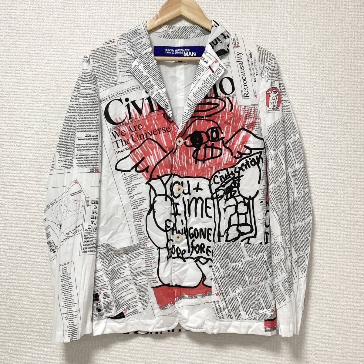 AD2019 JUNYA WATANABE MAN Civilization ニュースペーパー柄 ジャケット Sサイズ ジュンヤワタナベ コムデギャルソン archive 4040241拍卖