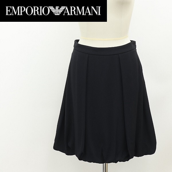 新品 国内正規品◆EMPORIO ARMANI エンポリオ アルマーニ タック バルーン スカート 黒 ブラック 40拍卖