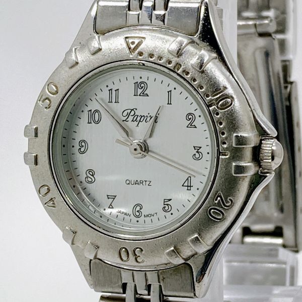 【未使用 / 即決 / 送料185円】 Papini 日本製ムーブメント オール数字 シルバーカラー ダイバーウォッチ風 レディース腕時計 40716-1拍卖