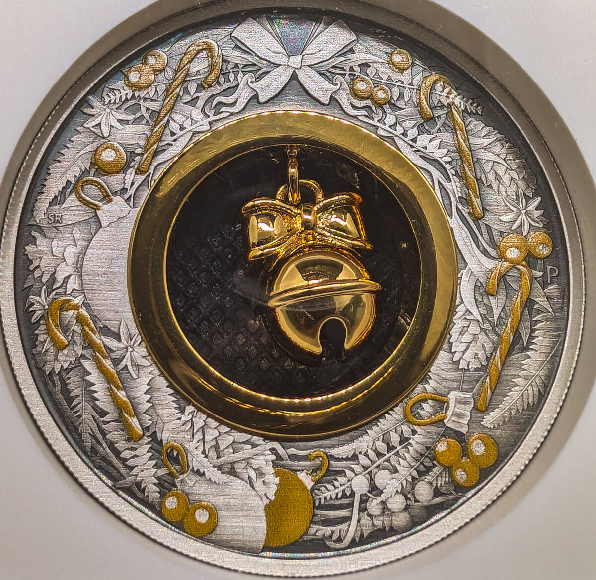 ★鈴が揺れるレアコイン! 最高鑑定 限定19枚★ 2022年 オーストラリア NGC MS70 2ドル ジングルベル 銀貨 金メッキ ファーストリリース拍卖