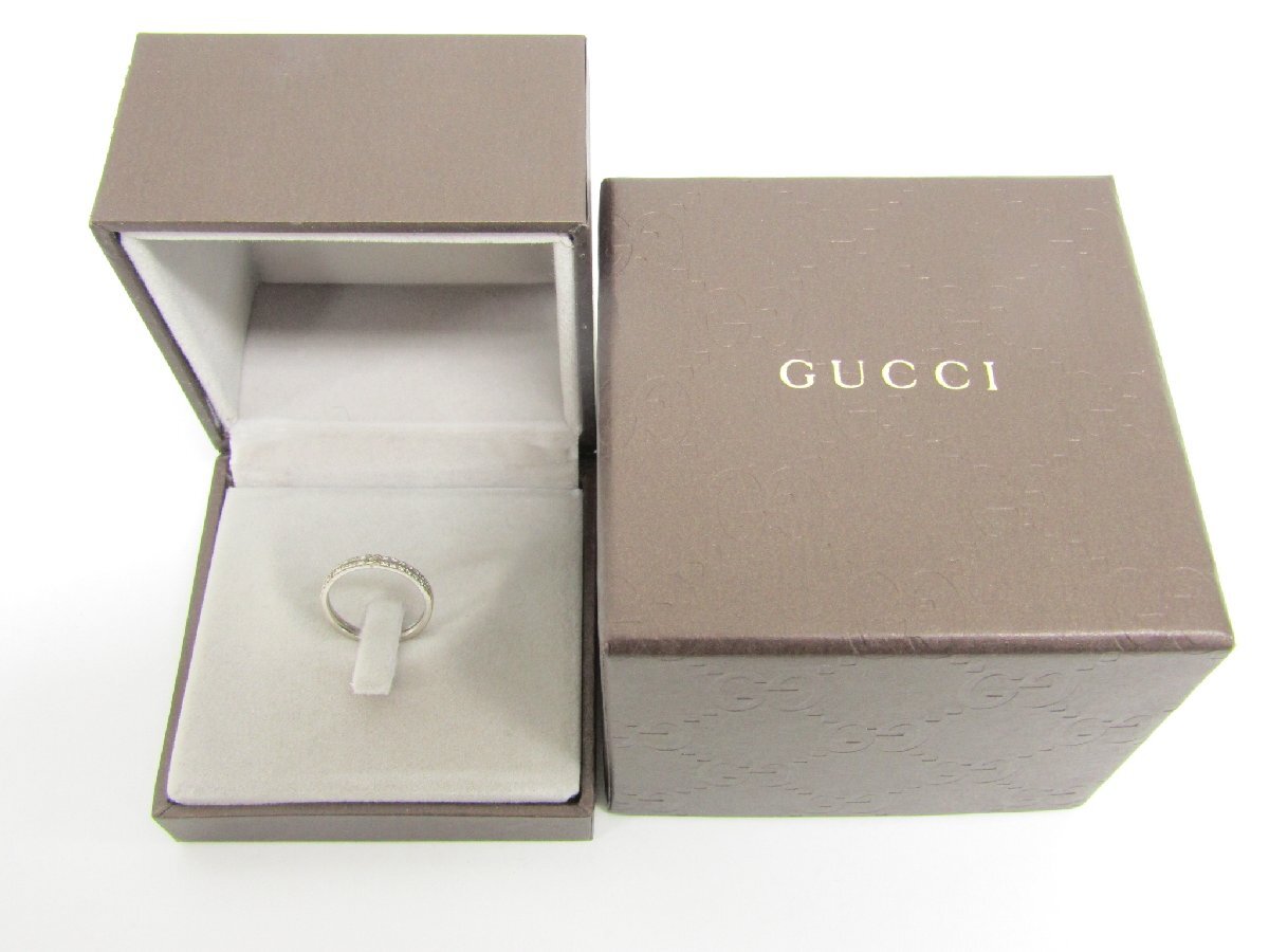 GUCCI グッチ インフィニティ ダイヤリング 指輪 K18WG 約8号 ▼SB5238拍卖