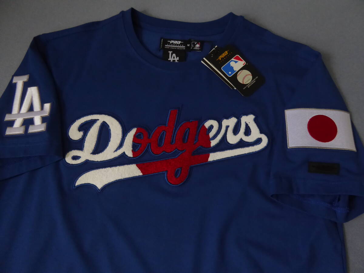 送料無料 MLB ロサンゼルス ドジャース ロゴ刺繍 ストレッチ 半袖 Tシャツ M (USサイズ)大きめ 青拍卖