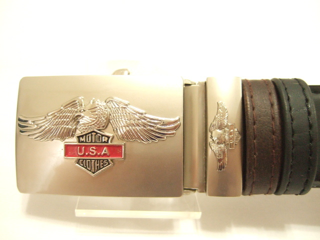 s横浜最新 イーグルUSA♪バックル付合皮ベルト銀色 送料350円ξBckξξ5s拍卖