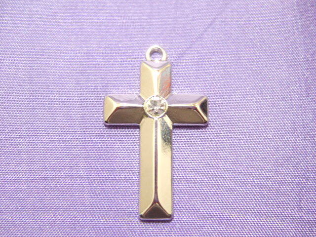 横浜最新 ペンダントクロス♪魅惑のダイア風十字架 43cm チェーン付き メンズレディースCross守護魔除け 送料220円ξbalnξξネックレス150拍卖