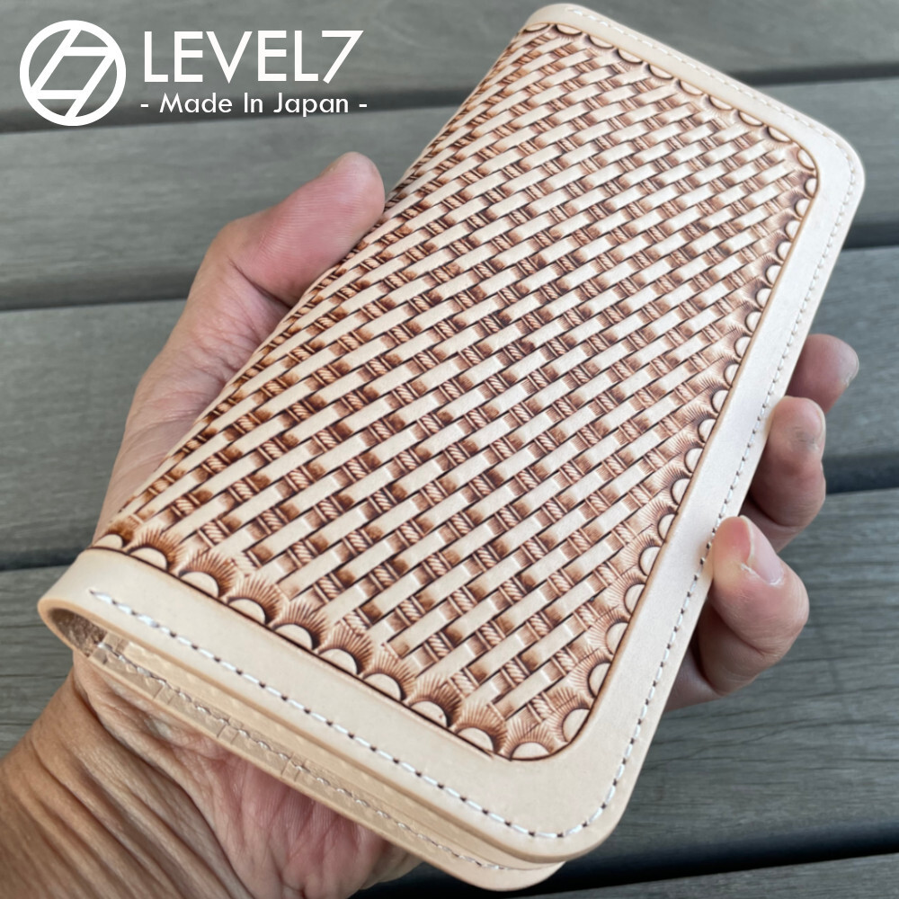 【日本製】 長財布/ハンドメイド ナチュラル カービング 高品質レザーロングウォレット革 メンズ&レディース KLW001-BSKC 【Level seven】拍卖