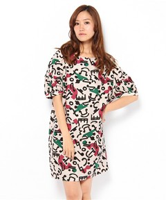 peu pres プープレ ムッシュ&マダムプリントポケット切替ワンピース拍卖