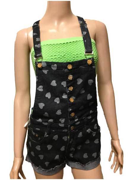 【ジャマイカ直輸入】【インポートファッション】レディース サロペット オーバーオール デニム ハート 小さめサイズ S拍卖