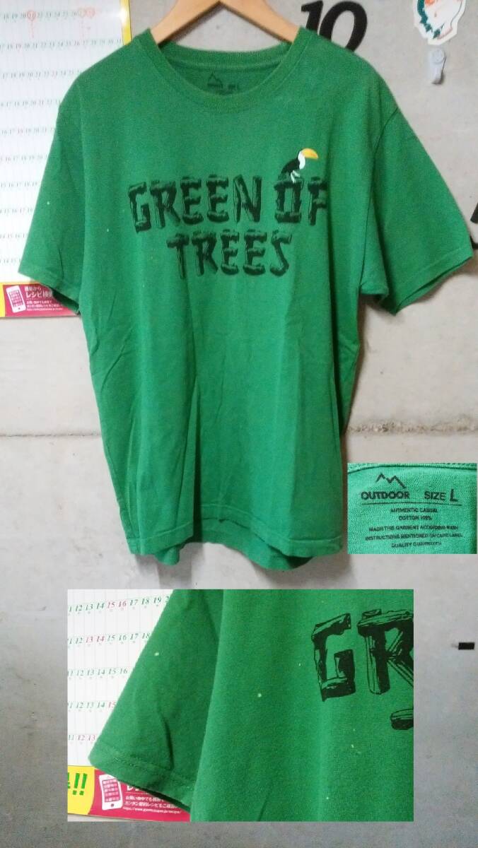 OUTDOOR Tシャツ L グリーン アウトドア拍卖