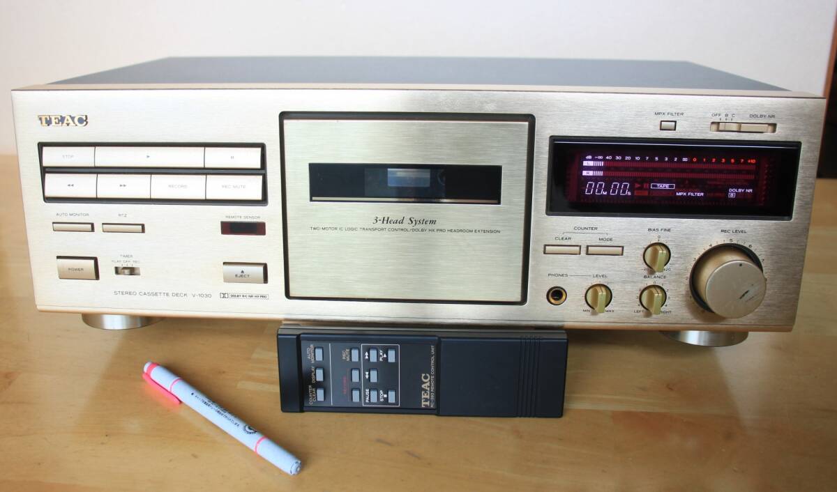 27■カセットデッキ■「V-1030」《動作品》【TEAC ティアック】-リモコン付き-拍卖