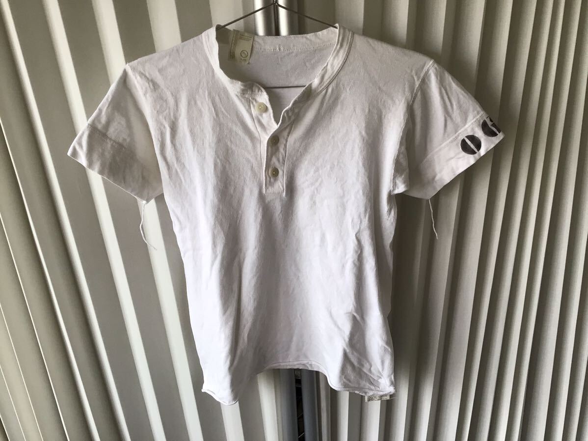 ミスターハリウッド MISTER HOLLYWOOD 半袖カットソーシャツ 半袖ボタンTシャツ 36 ホワイト 白 0626拍卖