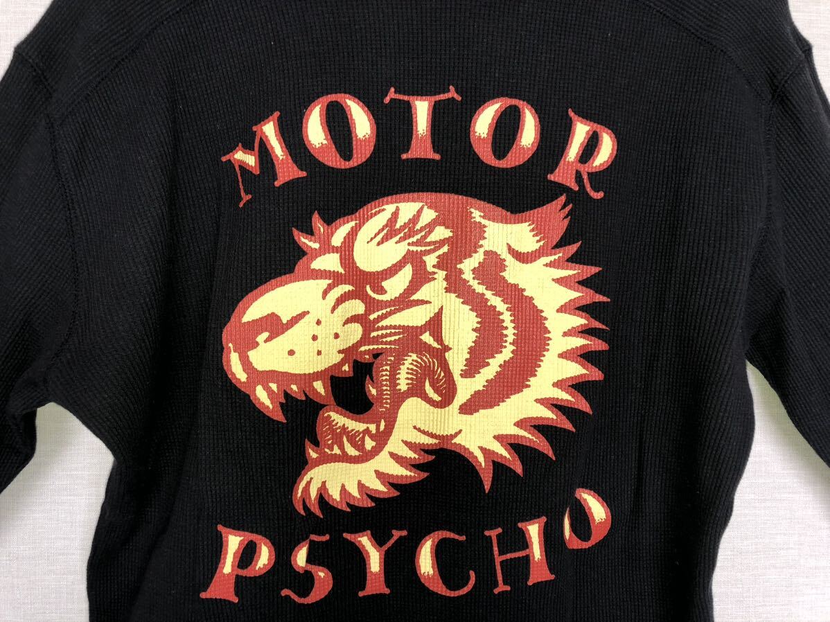 MOTOR PSYCHO サーマル ロンT 長袖 シャツ サイズL ブラック ワッフル モーターサイコ ヘッド バイカー トライアンフ タイガー 虎 TATTOO即拍卖