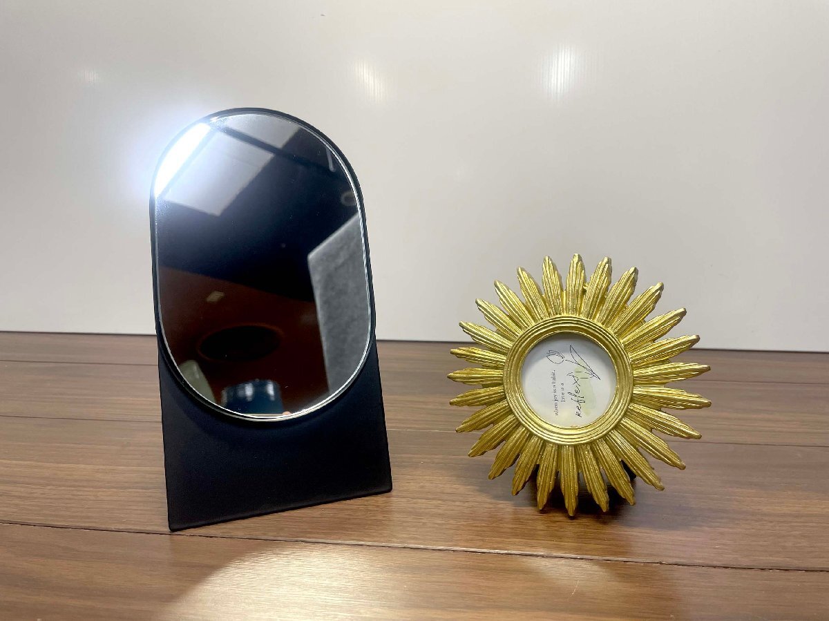 【福岡】卓上鏡 & フォトフレーム◆ミラー◆鏡W123 H233 D112◆フォトW140 H145◆モデルR展示品◆TS8020_Ts拍卖