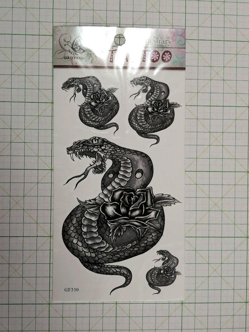 //◆ TATTOO シール タトゥー ステッカー 蛇 へび スネーク グレー BIG 刺青 入墨 ◆拍卖