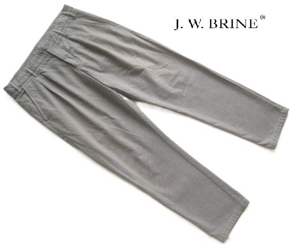 極上イタリア製!!ジェイダブリューブライン J.W.BRINE*定価3.4万 2プリーツ コットンテーパードスラックス・パンツ 48 実寸M グレー拍卖