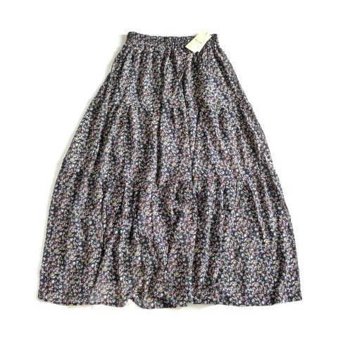 新品 Chou Chou ANGELINA 花柄 マキシ スカート フレアスカート ロングスカート M 紺 ボタニカル 拍卖