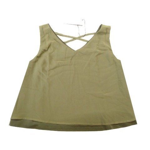 新品 定価4290円 CECIL McBEE セシルマクビー タンクトップ カーキ バッククロス シフォン 拍卖
