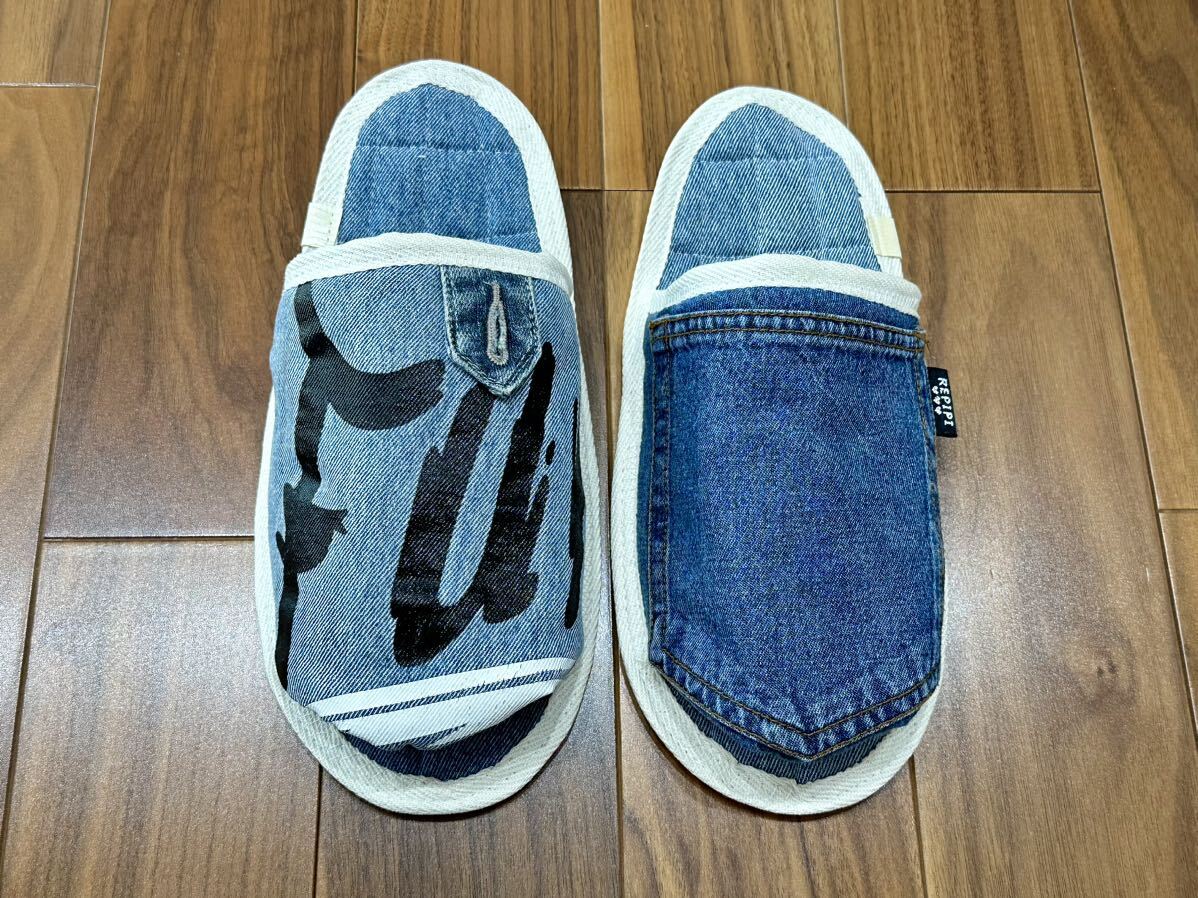 男性用★ハンドメイド★デニム リメイク スリッパ★洗濯機丸洗いOK★ルームシューズ★ 布スリッパ★脱衣所・ロッカールームで!室内履き★拍卖