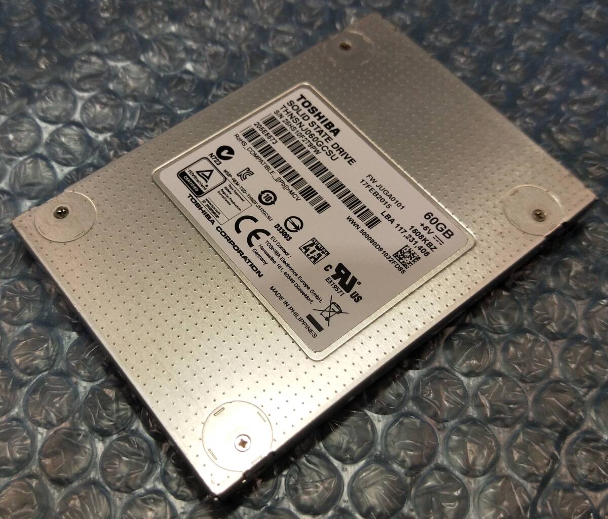 【中古パーツ】2.5 SATA SSD 1台 正常 TOSHIBA HNSNJ060GCSU 60GB 使用時間32261H■SSD3011拍卖