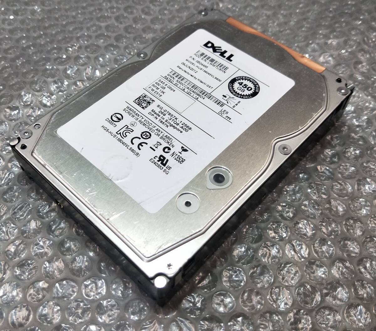 【中古パーツ】 3.5インチ DELL HUS156045VLS600 15K SAS 450GB HDD 正常品 1台■ SAS 2162拍卖