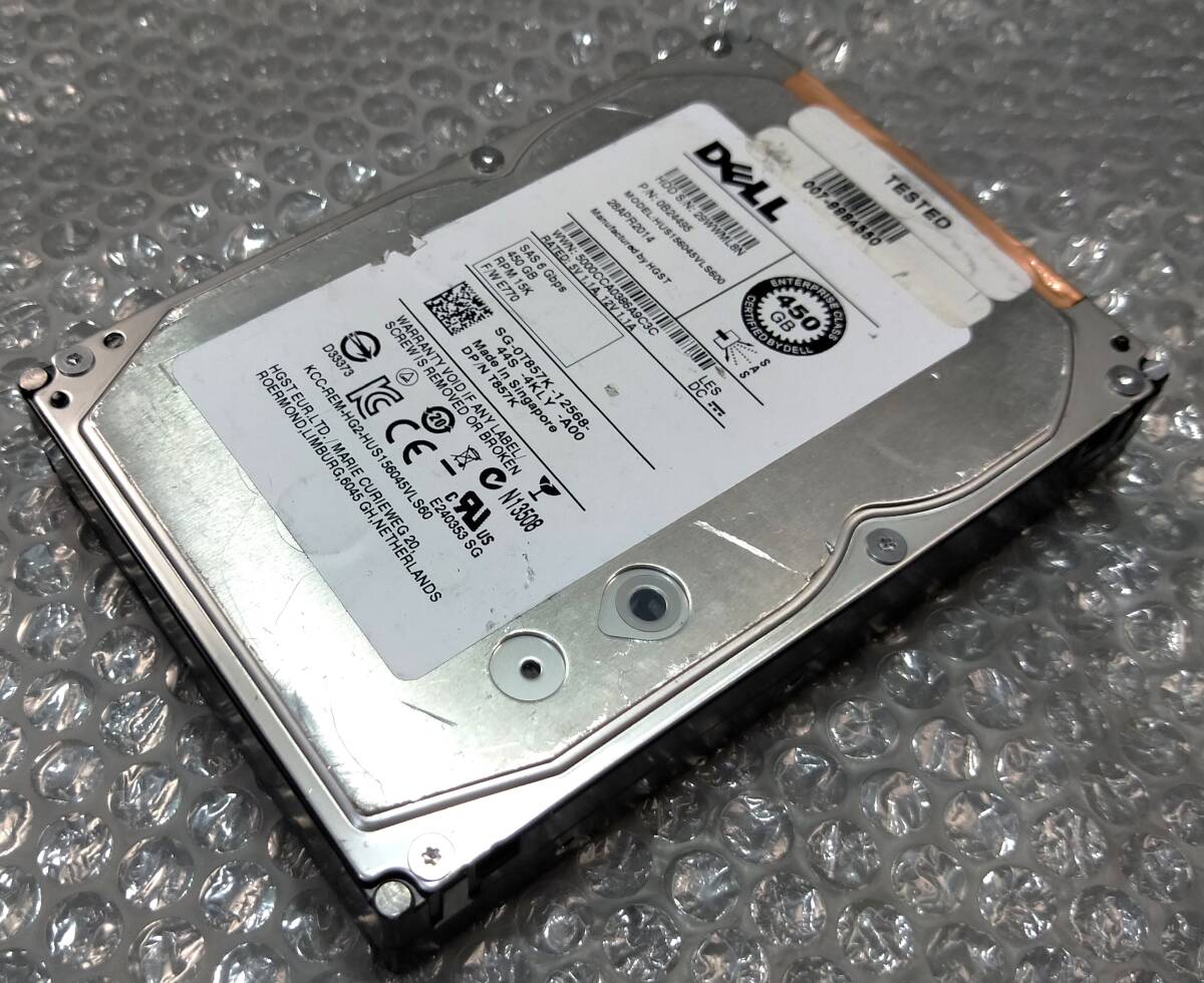 【中古パーツ】 3.5インチ DELL HUS156045VLS600 15K SAS 450GB HDD 正常品 1台■ SAS 2067拍卖
