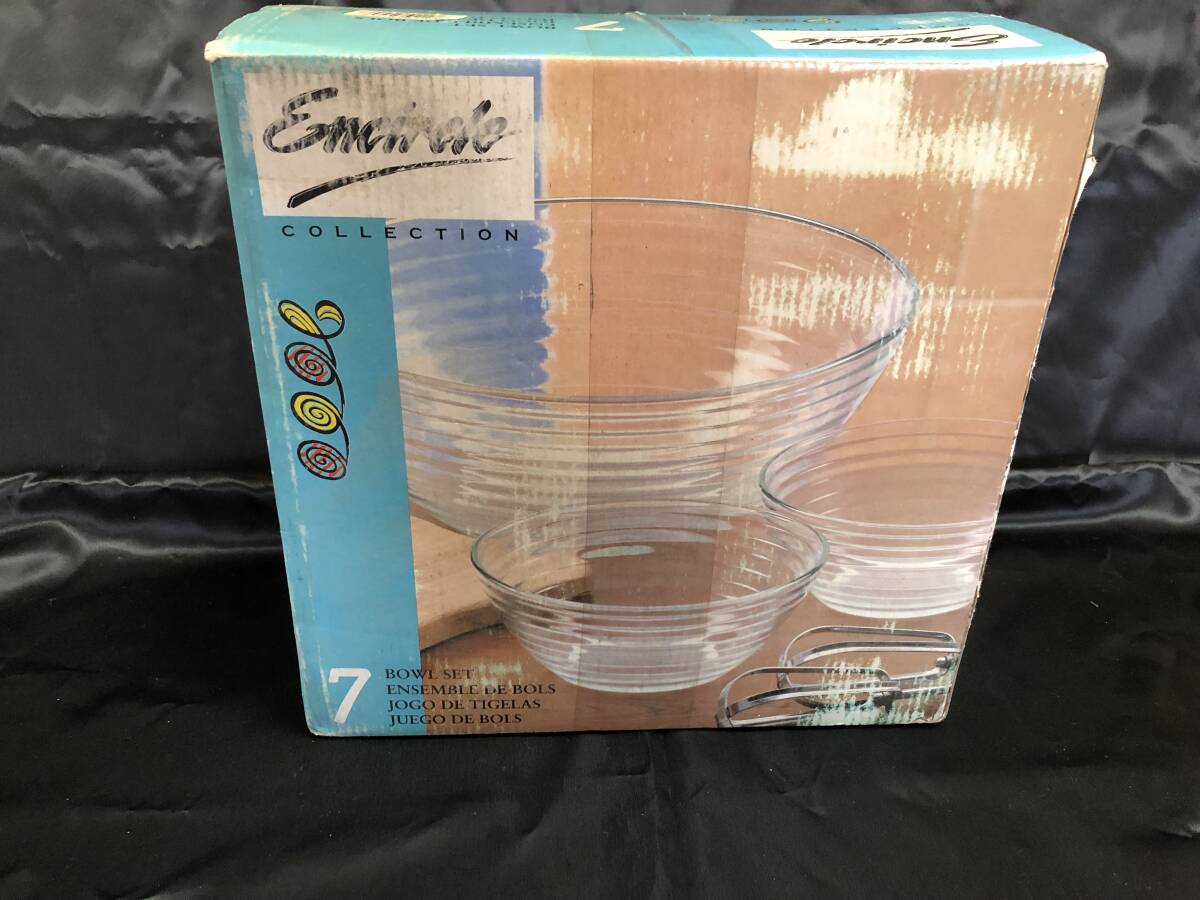 未使用 ★ガラス 食器 ★7点セット★大鉢 小鉢 ★サラダボウル★ フルーツポンチ ボウル★そうめん 冷や麦拍卖