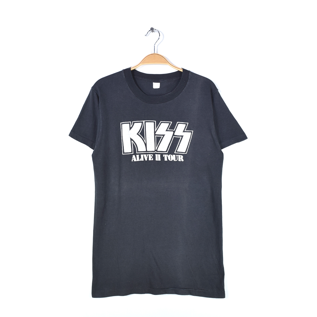 【送料無料】70s キッス ヴィンテージTシャツ バンドTシャツ ALIVE Ⅱ TOUR KISS バンドロゴ サイズM相当 @AAB1428拍卖
