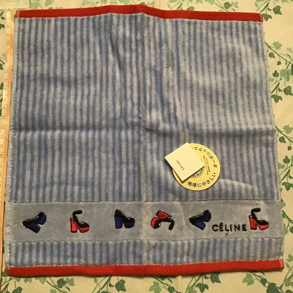 ☆B品 セリーヌ タオルハンカチ ストライプ柄 CELINE 新品 1点のみ! 10 サックス拍卖