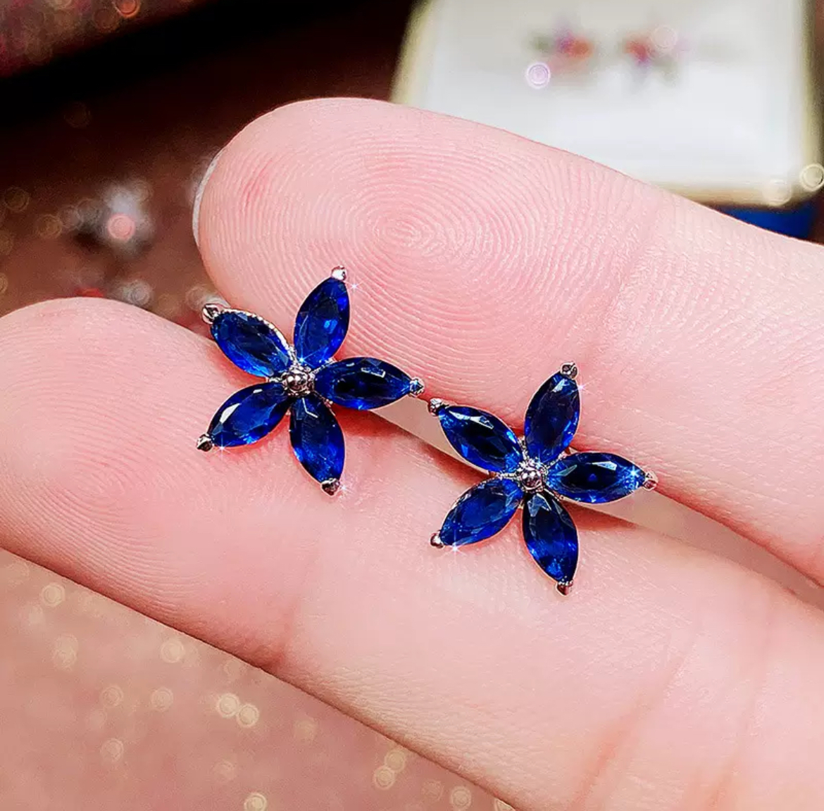 ブルー ピアス 星型 青いアクセサリー s925 k18コート かわいい 青い ホワイトゴールド拍卖