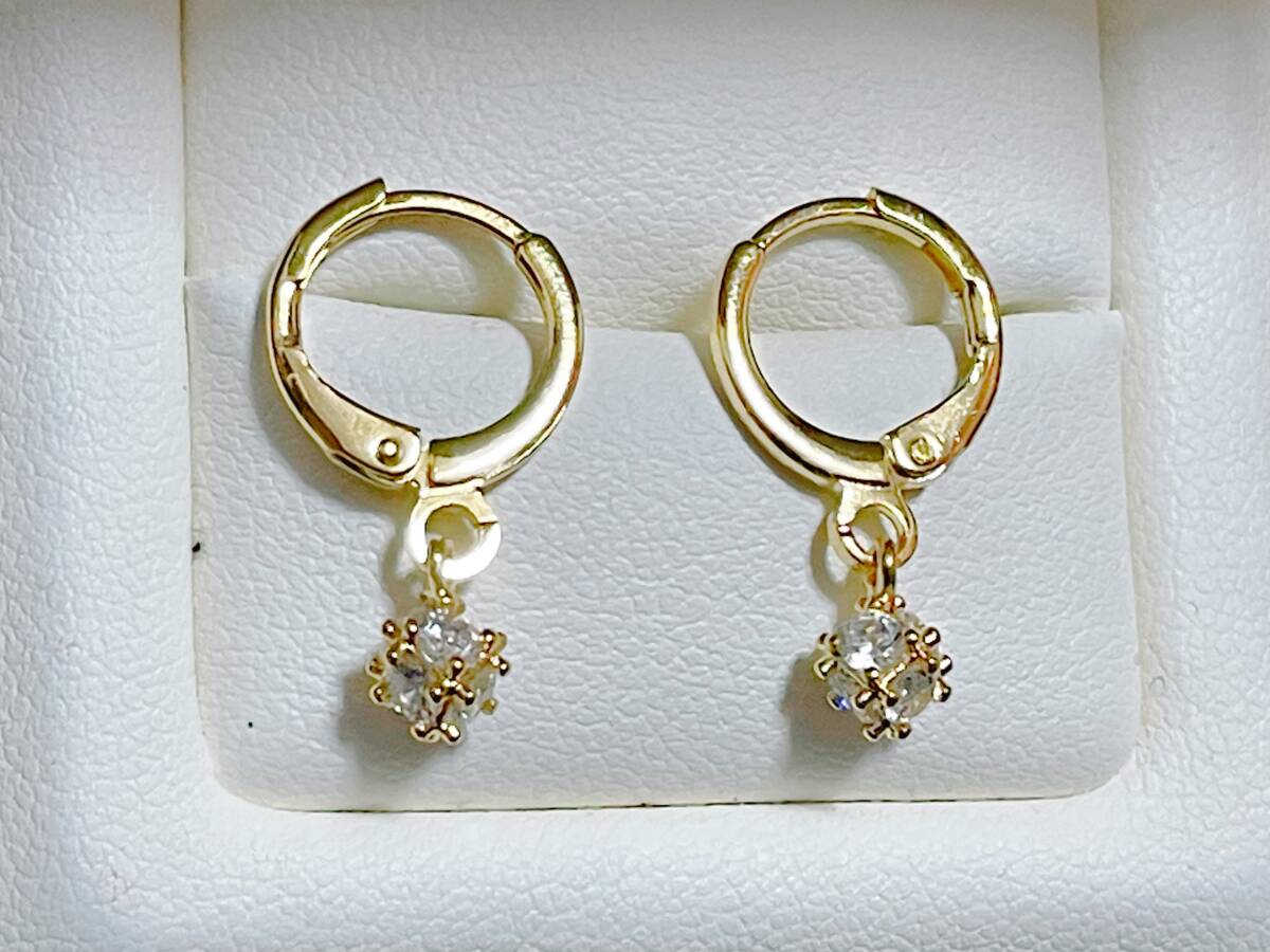 k18コート s925 CZダイヤモンド ピアス イエローゴールド拍卖