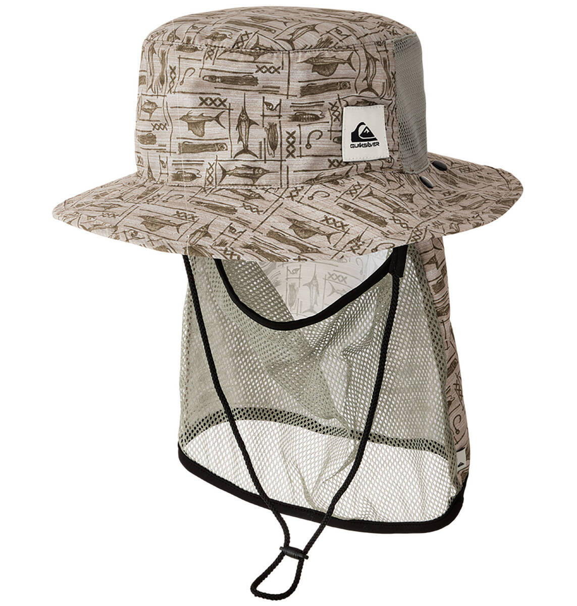 Quiksilver クイックシルバー 帽子 (ハット) M&W UV WATER SUP HAT PRT 色はBGE フェイスガード メッシュ 拍卖