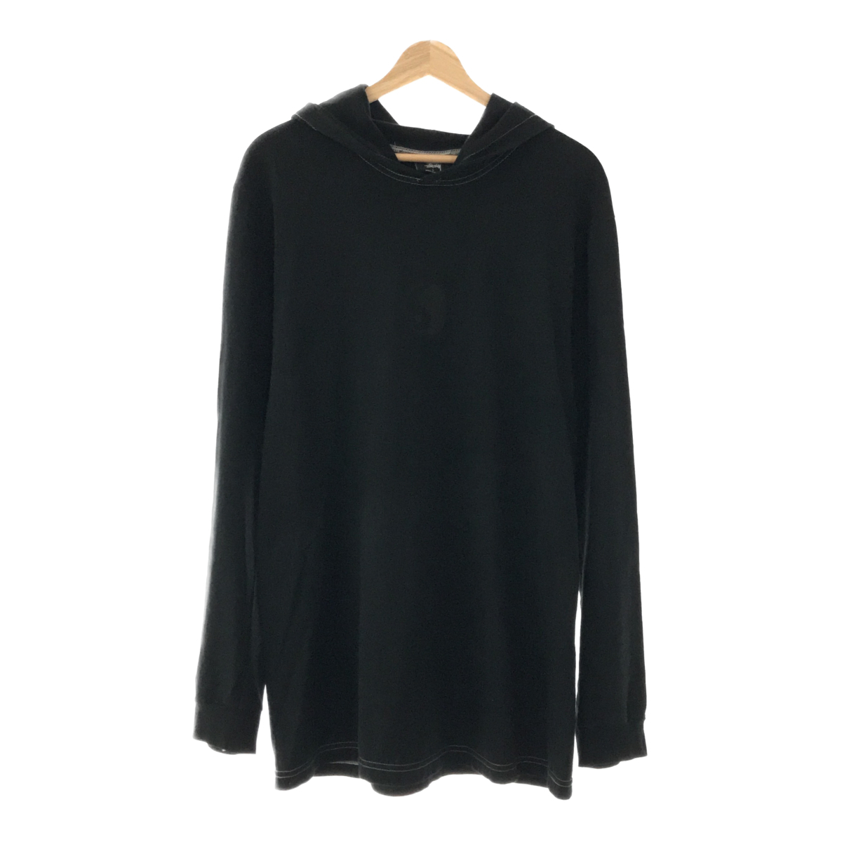 STUSSY ステューシー 【men293D】 陰陽 フードロンTee ロングスリーブ Tシャツ ブラック L メンズ 長袖 トップス HC拍卖