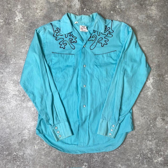 【men435U】 60’s 60s Long Horn ウエスタンシャツ ロングホーン USA製 米国製 襟芯 ヴィンテージ vintage 435U AG拍卖