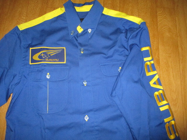 スバルSTI・ワールドラリー 刺繍デカロゴ オフィシャル・チーム・ピット・パイロットシャツ サイズM(L相当) 新同美中古 WRC・WRX拍卖