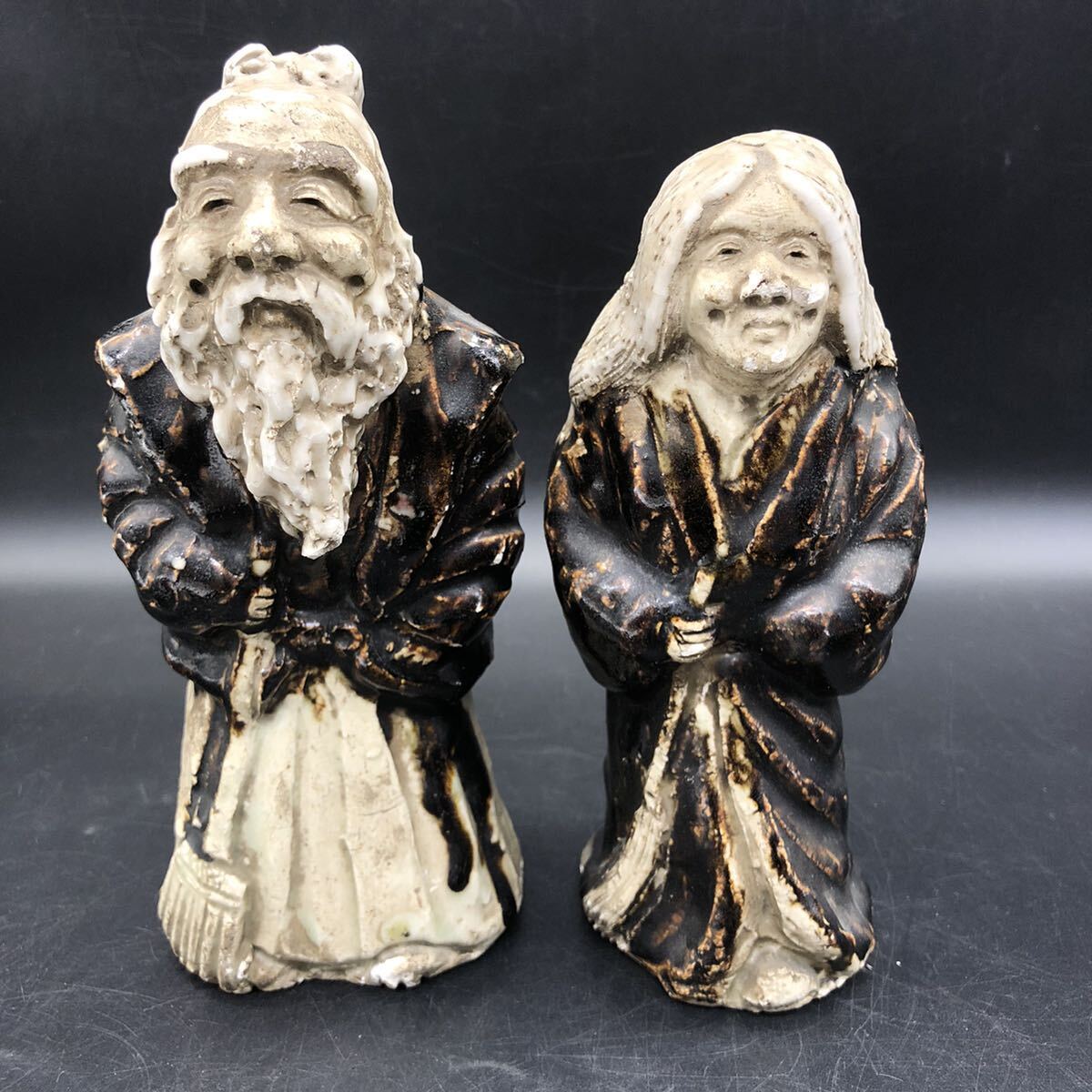 大日窯 星合信令 瀬戸焼 老人像 陶器 置物 土人形 時代物 民芸品 郷土玩具 郷土人形 マ7-1拍卖