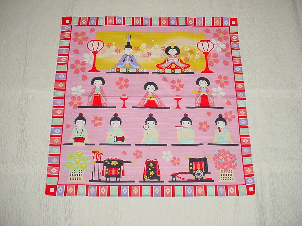 ♪和雑貨 タペストリー インテリア ひな祭り ひな人形 小風呂敷 海外土産 (株)前田染工謹製 日本製♪拍卖