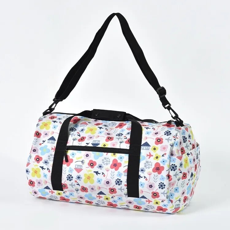 新品未使用 JAL 日本航空 ショルダーバッグ ボストンバッグ ★JALオリジナル ヘルシンキ ★キャリーオンバッグ 白地 花&飛行機柄拍卖